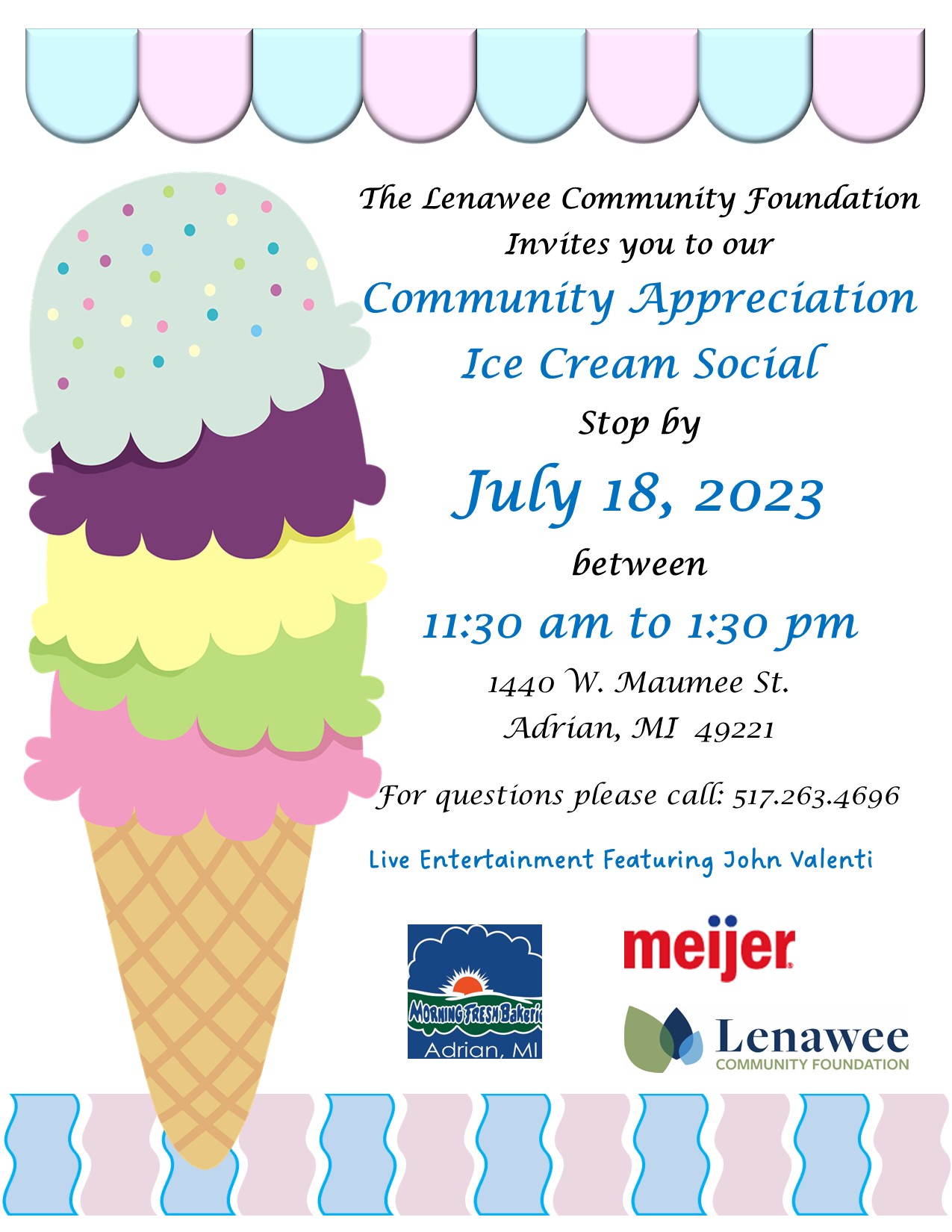 The Lenawee Community Foundation Announces Community Appreciation Ice Cream Social